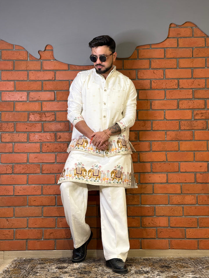 COMBO KOTI KURTA - RAJ KAMAL GAJ JACQUARD KOTI KURTA SET