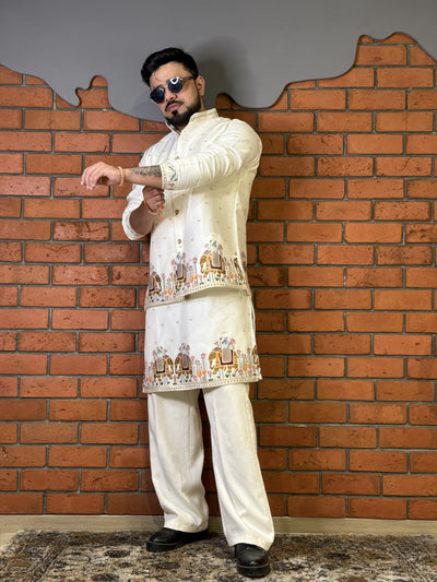 COMBO KOTI KURTA - RAJ KAMAL GAJ JACQUARD KOTI KURTA SET