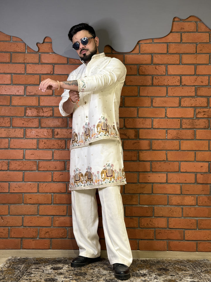 COMBO KOTI KURTA - RAJ KAMAL GAJ JACQUARD KOTI KURTA SET