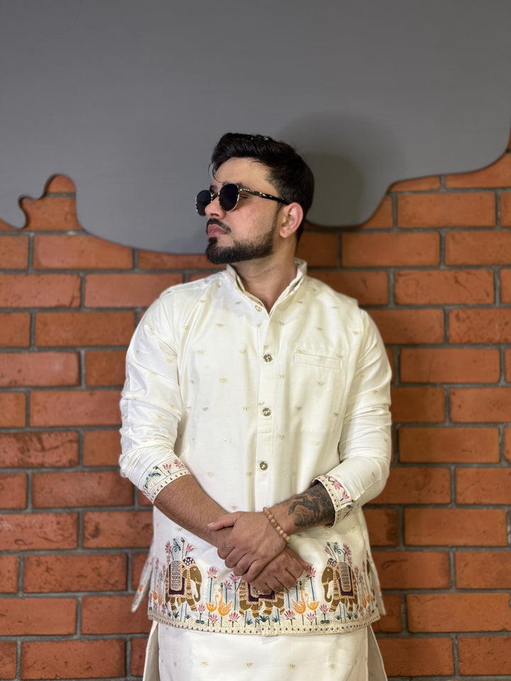 COMBO KOTI KURTA - RAJ KAMAL GAJ JACQUARD KOTI KURTA SET