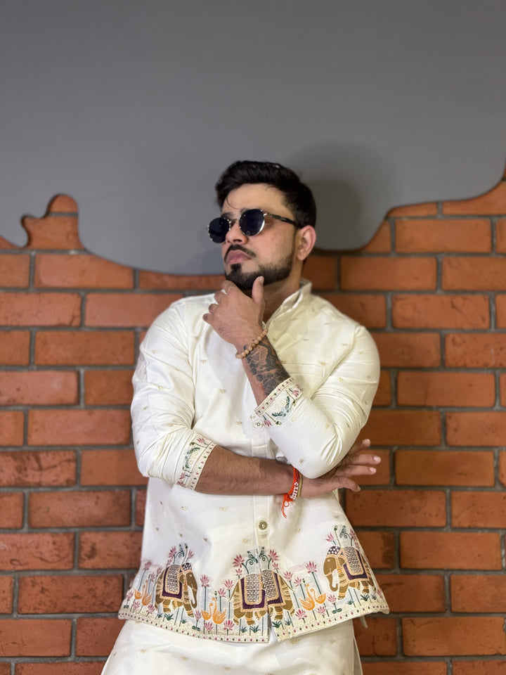 COMBO KOTI KURTA - RAJ KAMAL GAJ JACQUARD KOTI KURTA SET