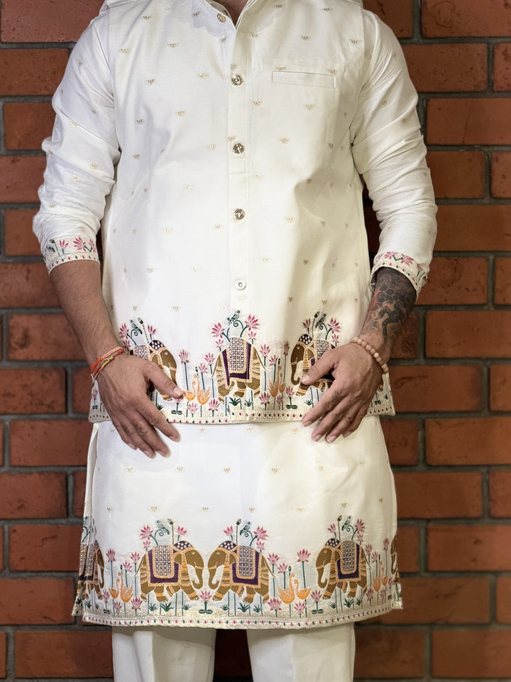COMBO KOTI KURTA - RAJ KAMAL GAJ JACQUARD KOTI KURTA SET