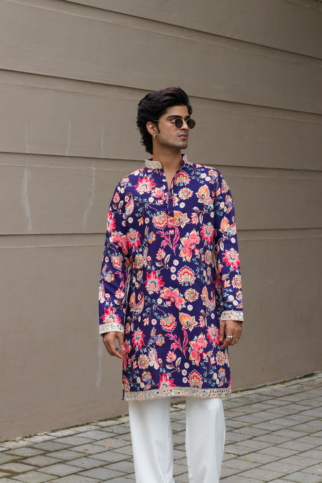 NAVY BLUE MADHUBAN INSPIRED PRINTED EXCLUSIVE KURTA