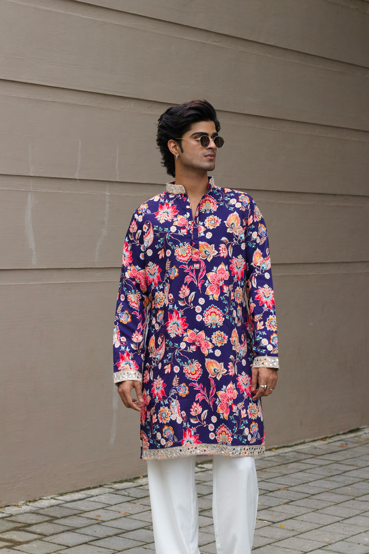 NAVY BLUE MADHUBAN INSPIRED PRINTED EXCLUSIVE KURTA