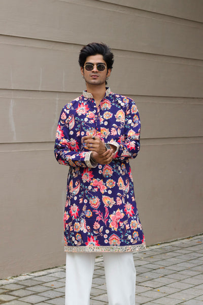 NAVY BLUE MADHUBAN INSPIRED PRINTED EXCLUSIVE KURTA