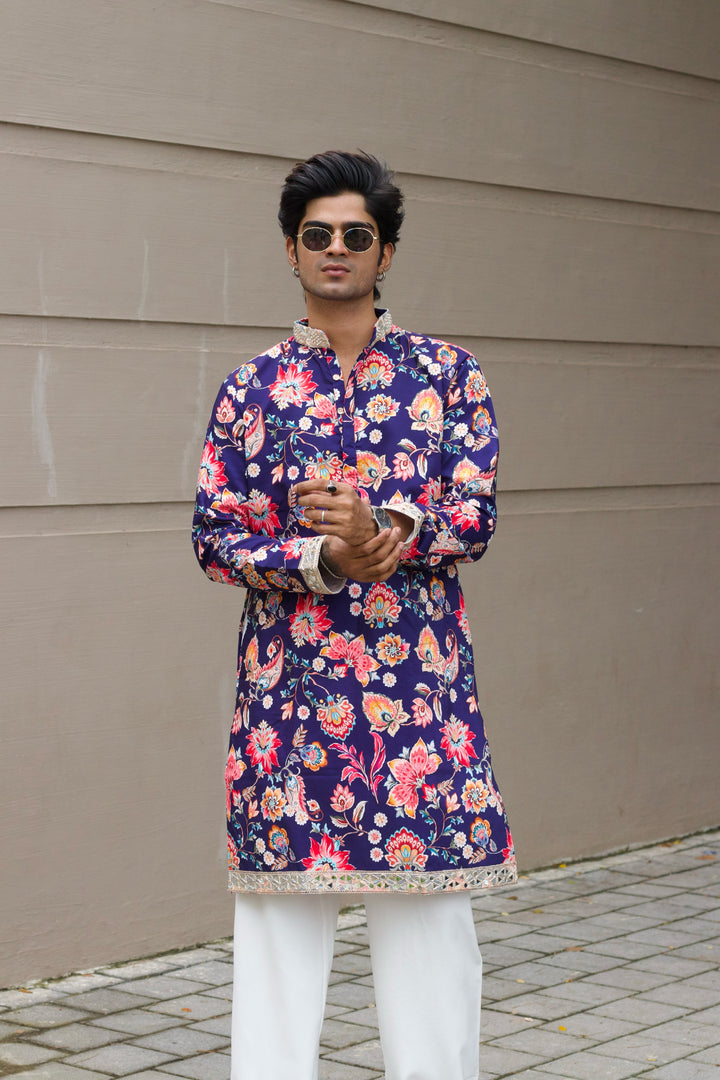 NAVY BLUE MADHUBAN INSPIRED PRINTED EXCLUSIVE KURTA