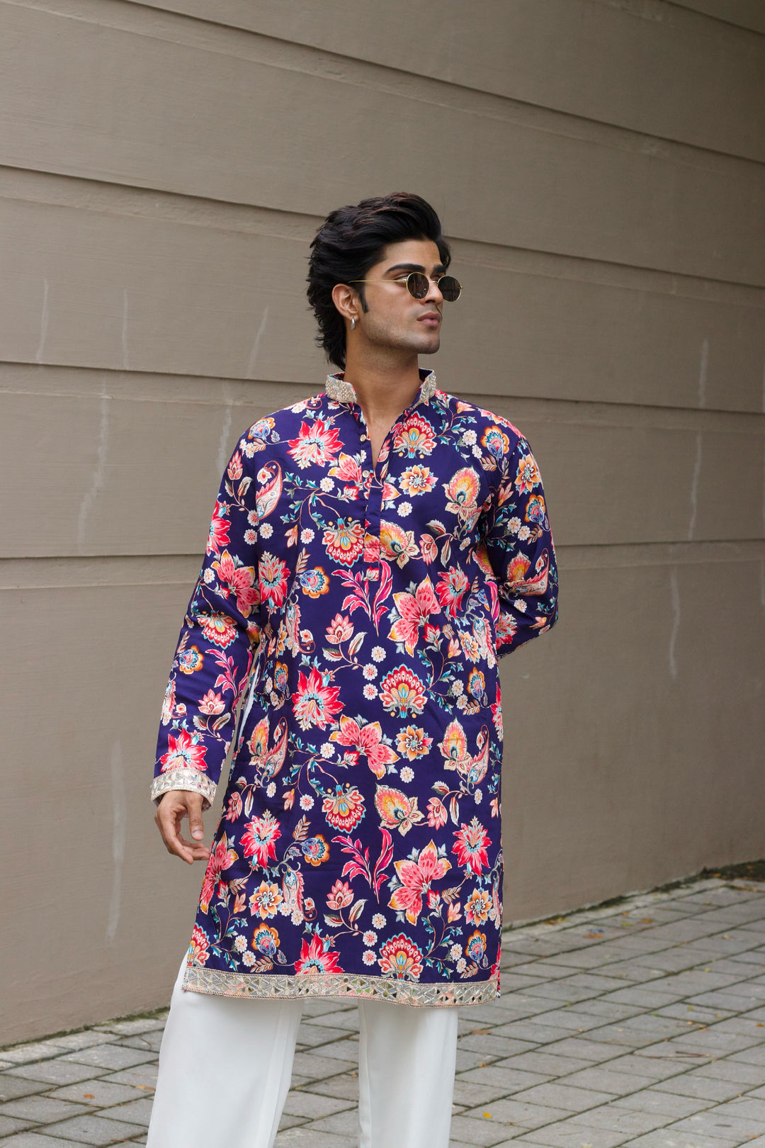 NAVY BLUE MADHUBAN INSPIRED PRINTED EXCLUSIVE KURTA