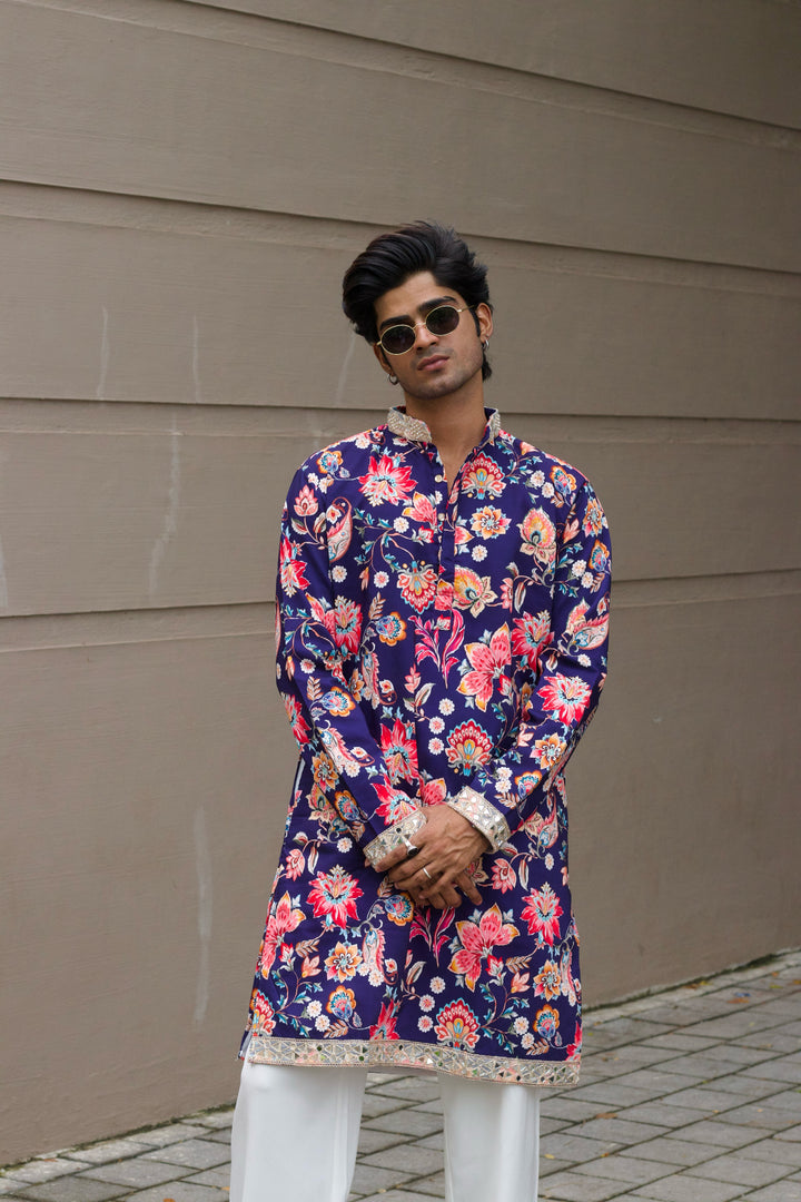 NAVY BLUE MADHUBAN INSPIRED PRINTED EXCLUSIVE KURTA