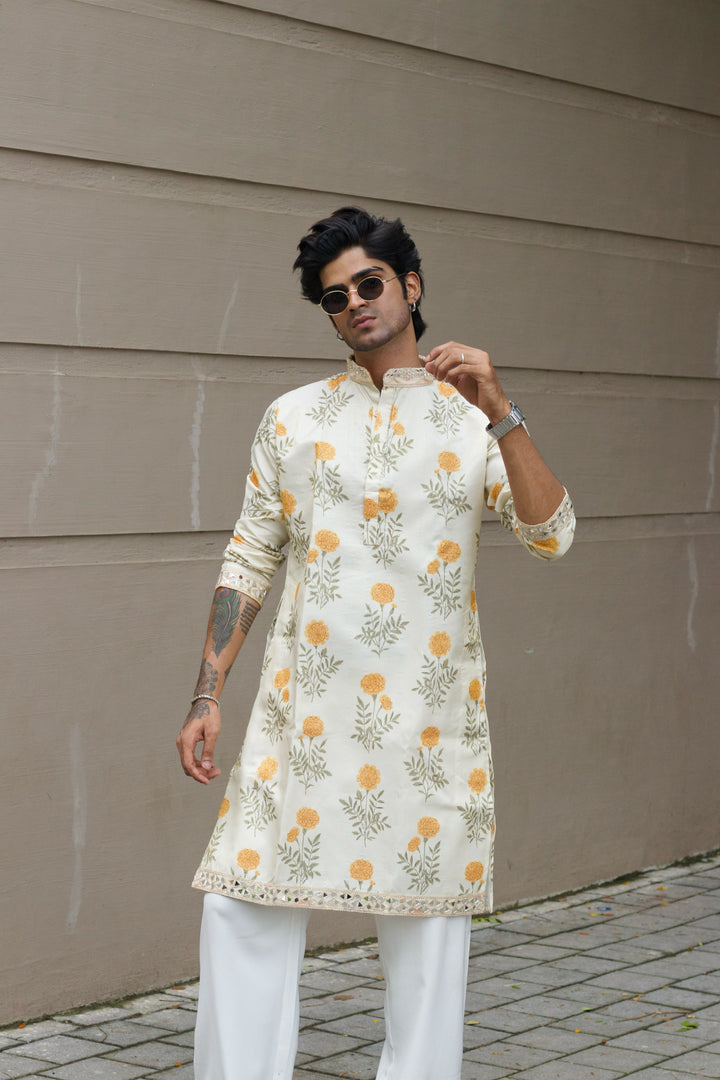 MARIGOLD FLORAL PRINTED EXCLUSIVE KURTA