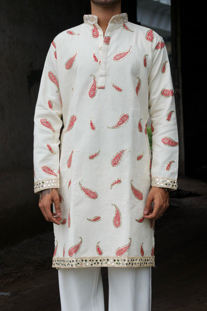 ROYAL RED KERI PAISLEY EMBROIDERED DESIGNER KURTA