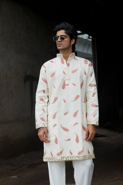 ROYAL RED KERI PAISLEY EMBROIDERED DESIGNER KURTA