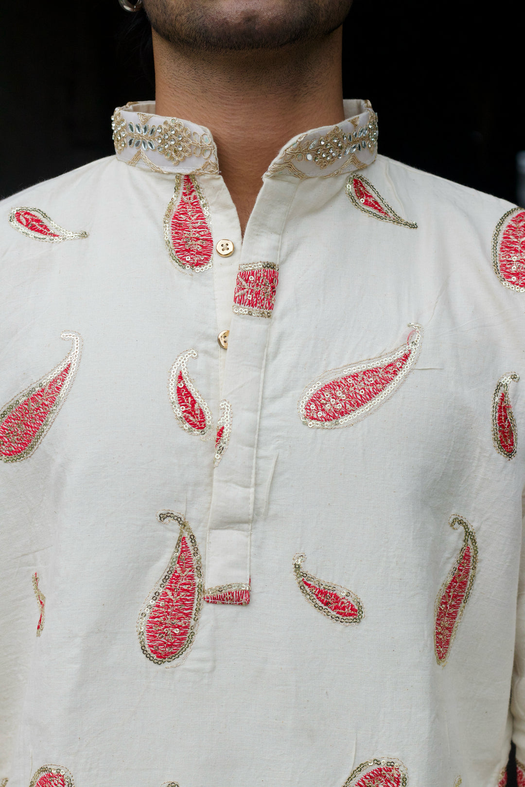 ROYAL RED KERI PAISLEY EMBROIDERED DESIGNER KURTA