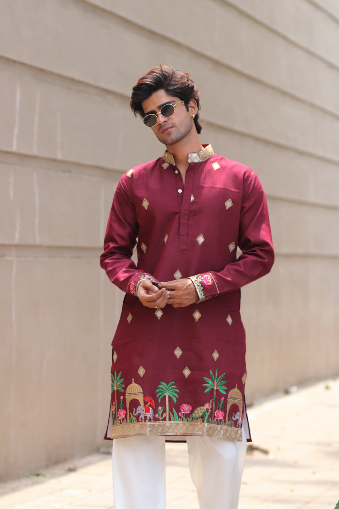 MAROON RIYASAT EXCLUSIVE EMBROIDERED KURTA