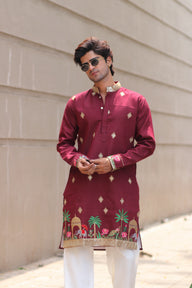 MAROON RIYASAT EXCLUSIVE EMBROIDERED KURTA