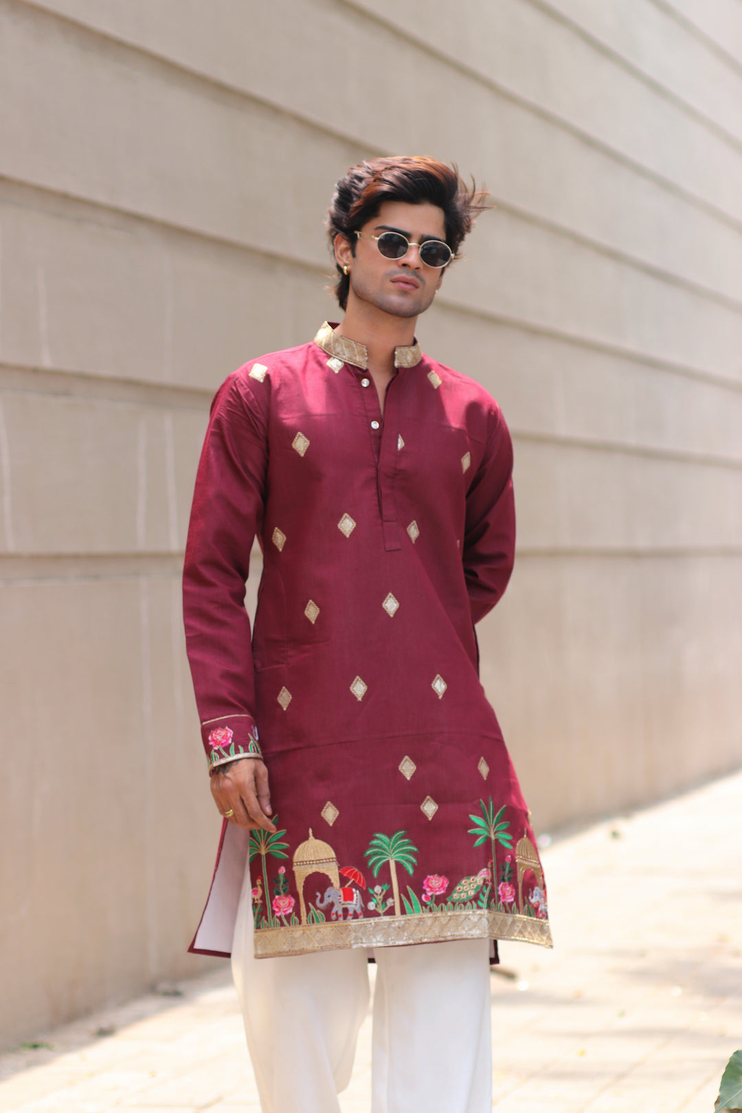 MAROON RIYASAT EXCLUSIVE EMBROIDERED KURTA