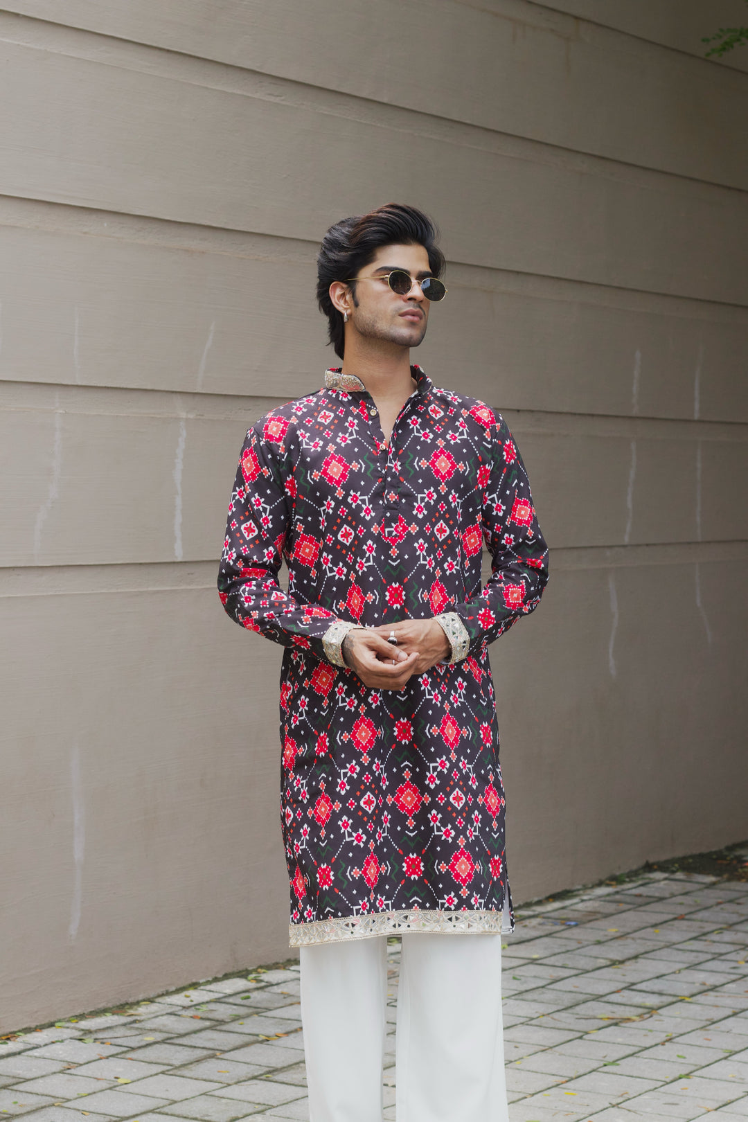 BLACK PATOLA PRINTED EXCLUSIVE DESIGNER KURTA