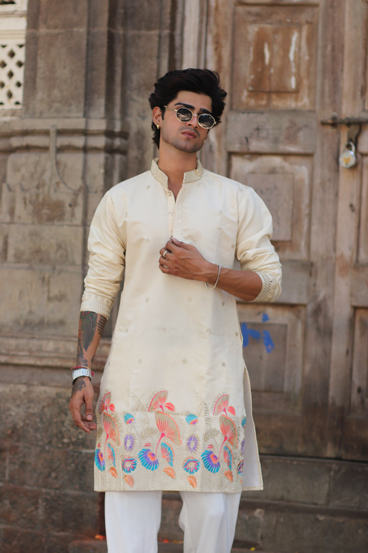 IVORY GULZAR DORI EMBROIDERED EXCLUSIVE KURTA