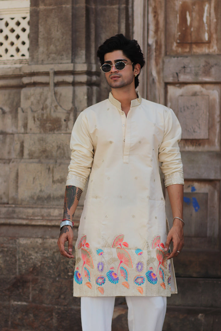 IVORY GULZAR DORI EMBROIDERED EXCLUSIVE KURTA