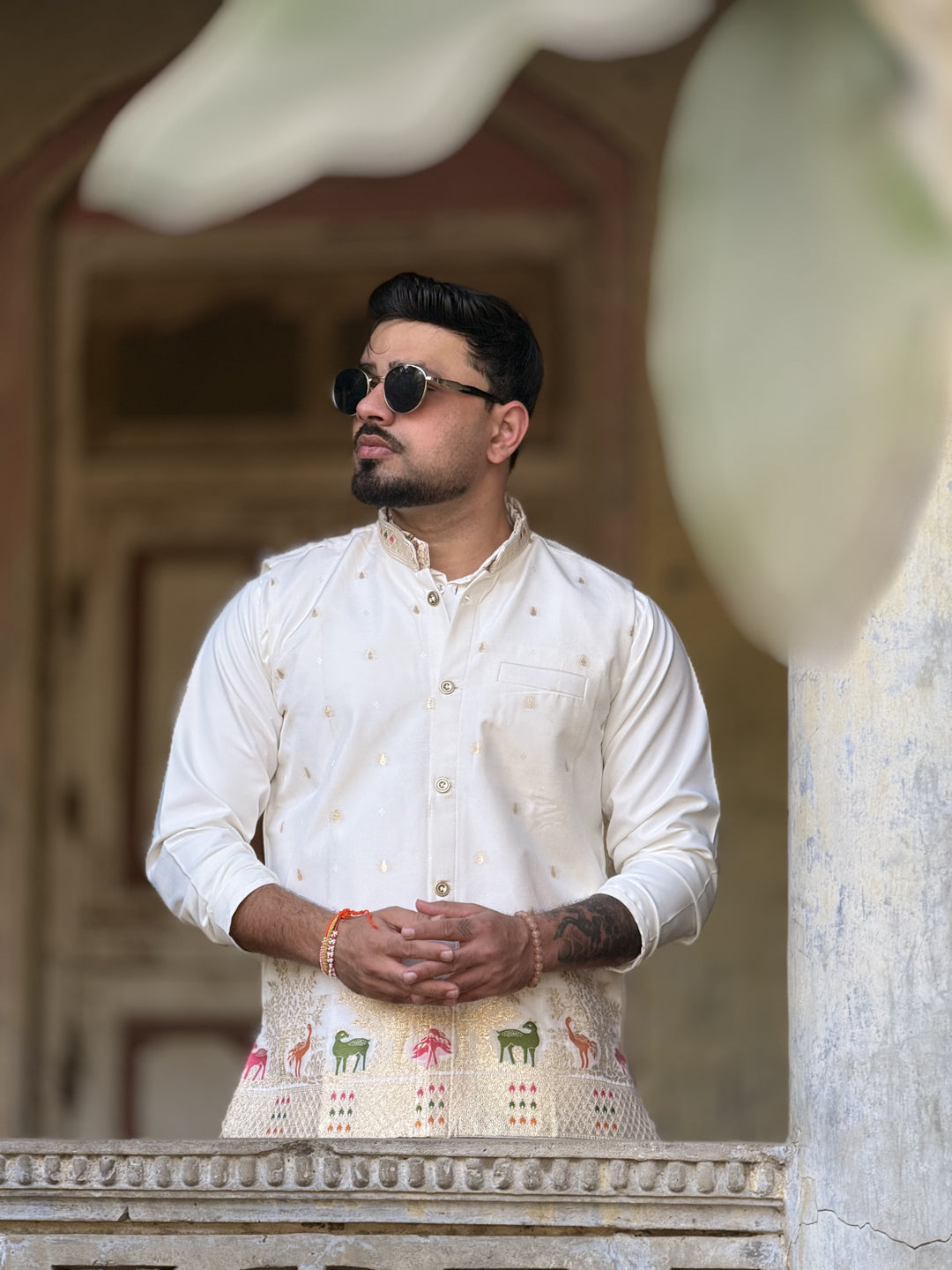 KOTI KURTA - ANIMAL PATTERN JACQUARD KOTI KURTA SET