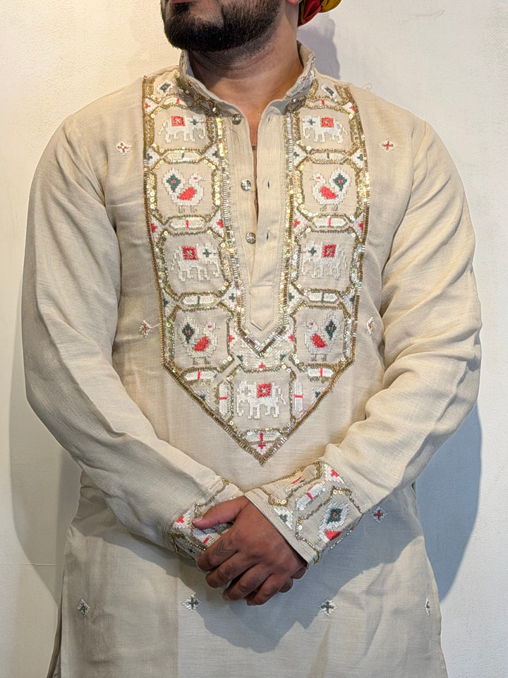 PEARL MORLA PATOLA HANDWORKED KURTA