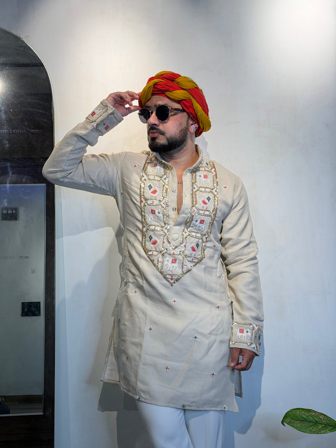 PEARL MORLA PATOLA HANDWORKED KURTA