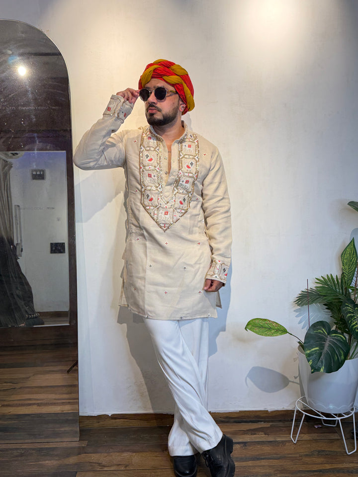 PEARL MORLA PATOLA HANDWORKED KURTA