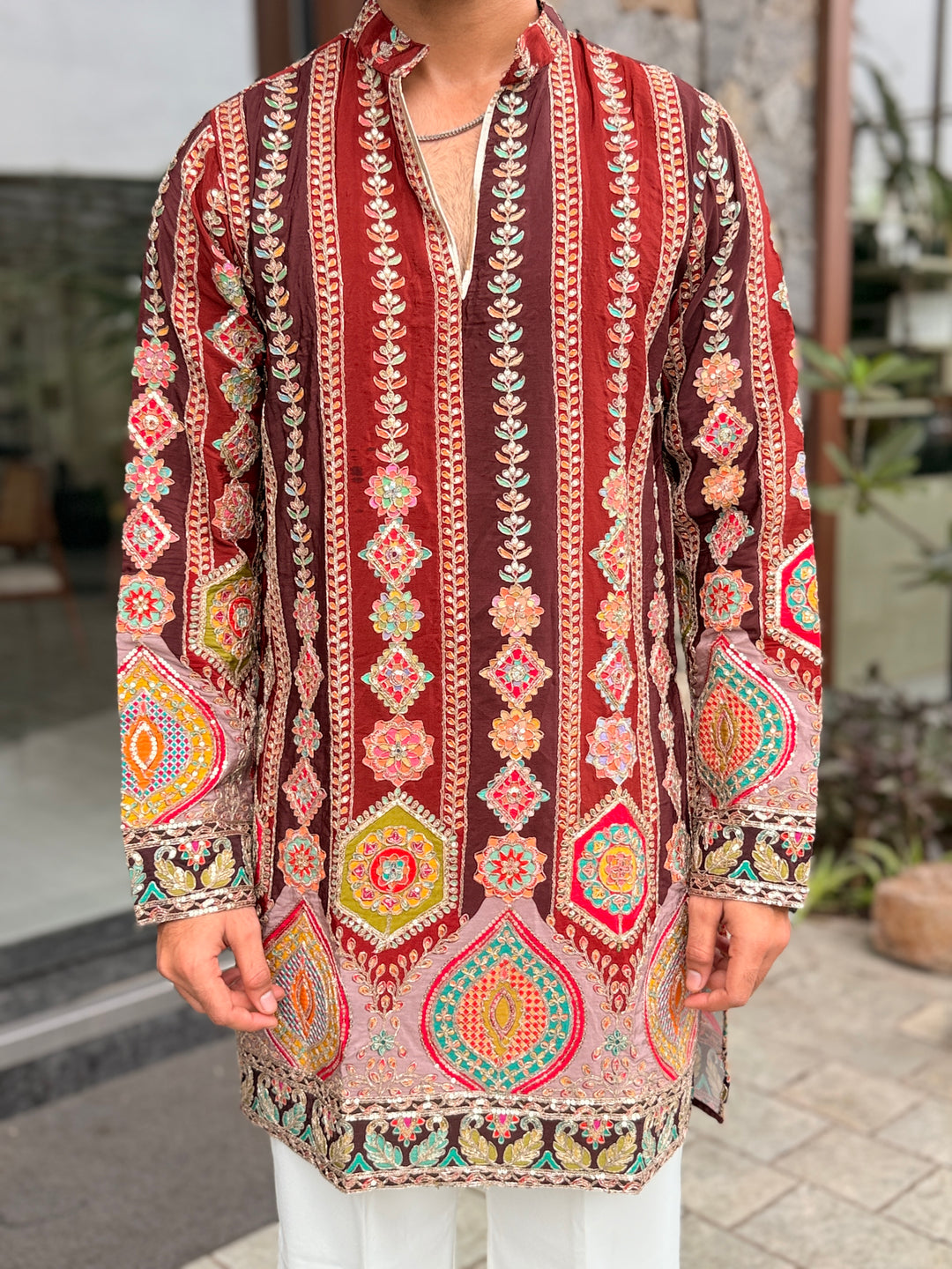 GARBA DARBAR POSITION EMBROIDERED SHORT KURTA