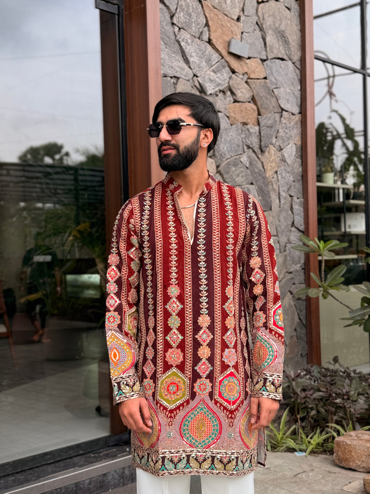 GARBA DARBAR POSITION EMBROIDERED SHORT KURTA