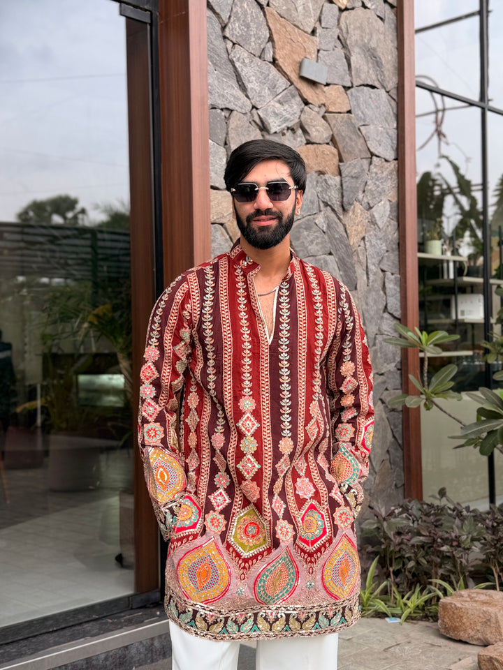 GARBA DARBAR POSITION EMBROIDERED SHORT KURTA