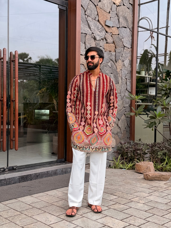 GARBA DARBAR POSITION EMBROIDERED SHORT KURTA