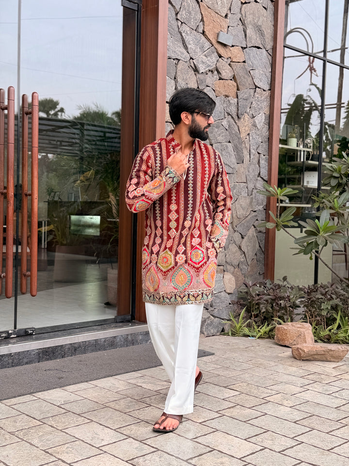 GARBA DARBAR POSITION EMBROIDERED SHORT KURTA
