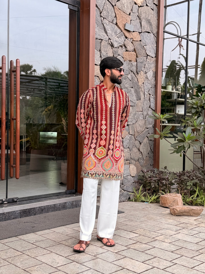 GARBA DARBAR POSITION EMBROIDERED SHORT KURTA