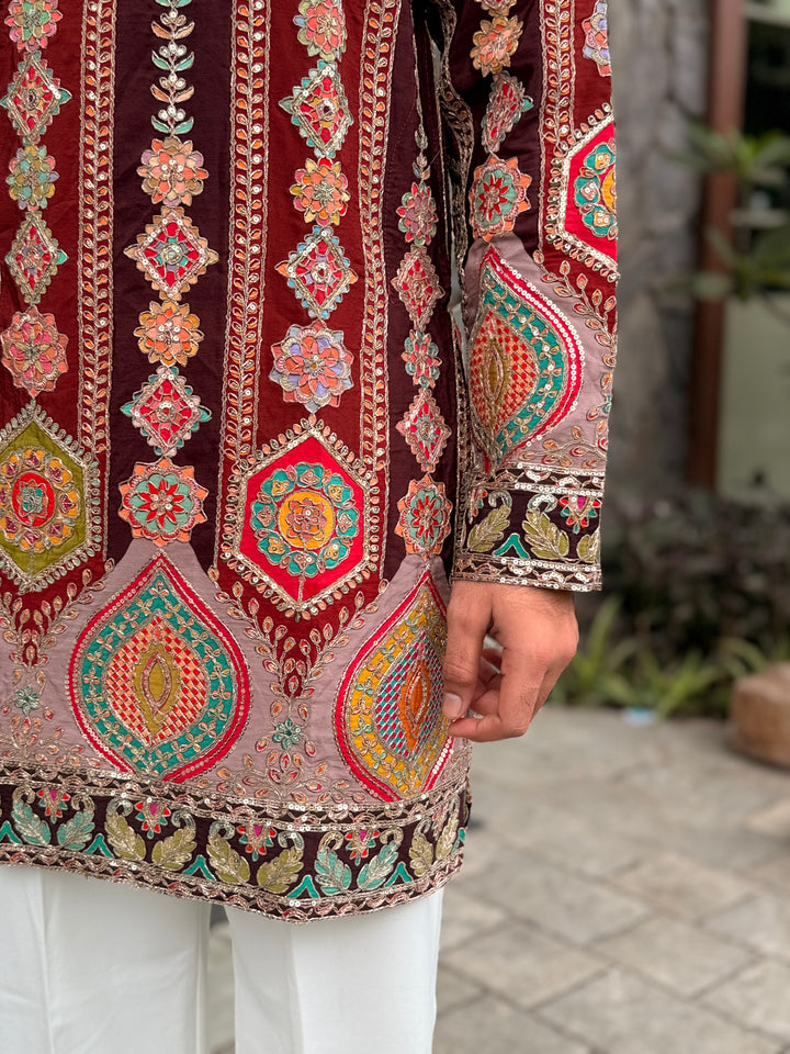 GARBA DARBAR POSITION EMBROIDERED SHORT KURTA