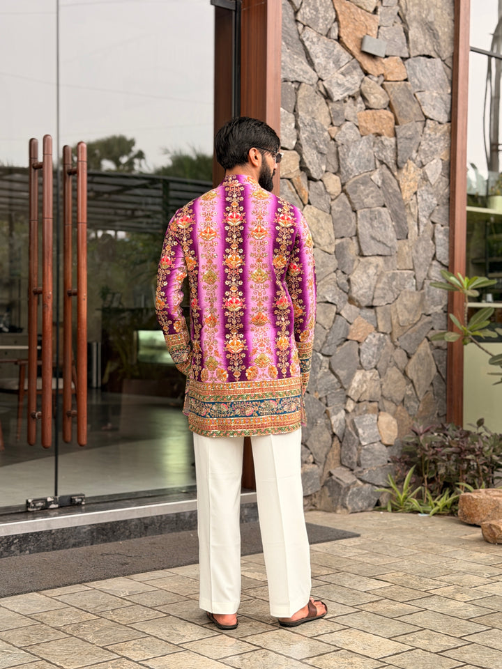 PURPLE FLORAL POSITION EMBROIDERED KURTA
