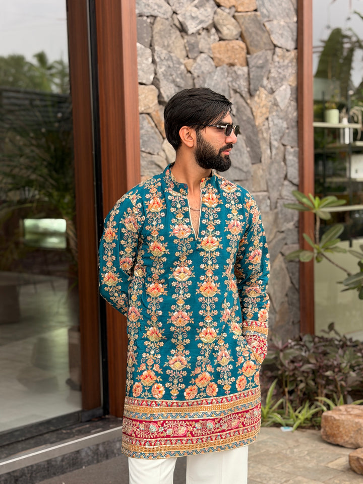 FIROZI FLORAL POSITION EMBROIDERED KURTA