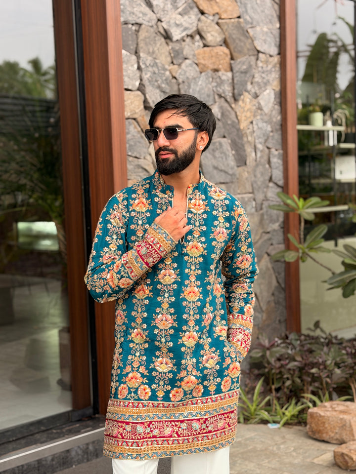 FIROZI FLORAL POSITION EMBROIDERED KURTA