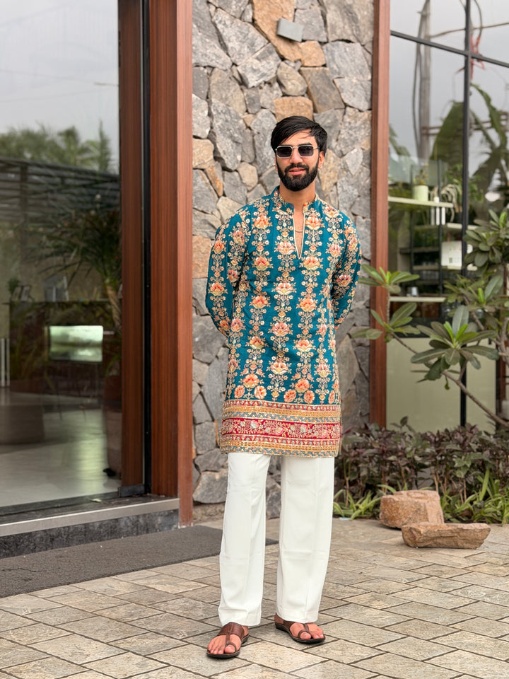 FIROZI FLORAL POSITION EMBROIDERED KURTA