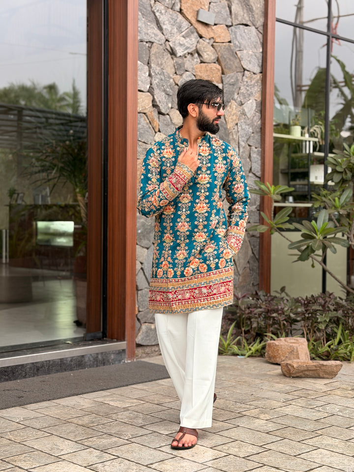FIROZI FLORAL POSITION EMBROIDERED KURTA
