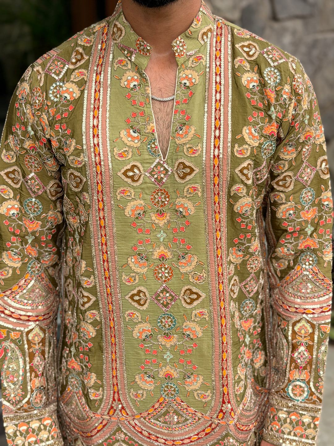 PISTA POSITION EMBROIDERED SHORT KURTA
