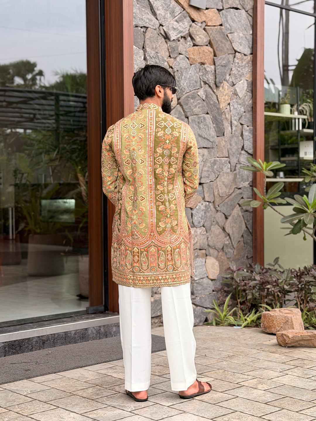 PISTA POSITION EMBROIDERED SHORT KURTA