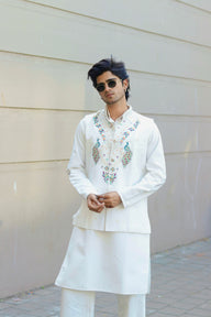 KOTI KURTA - PEACOCK KUNDAN JACQUARD KOTI KURTA SET