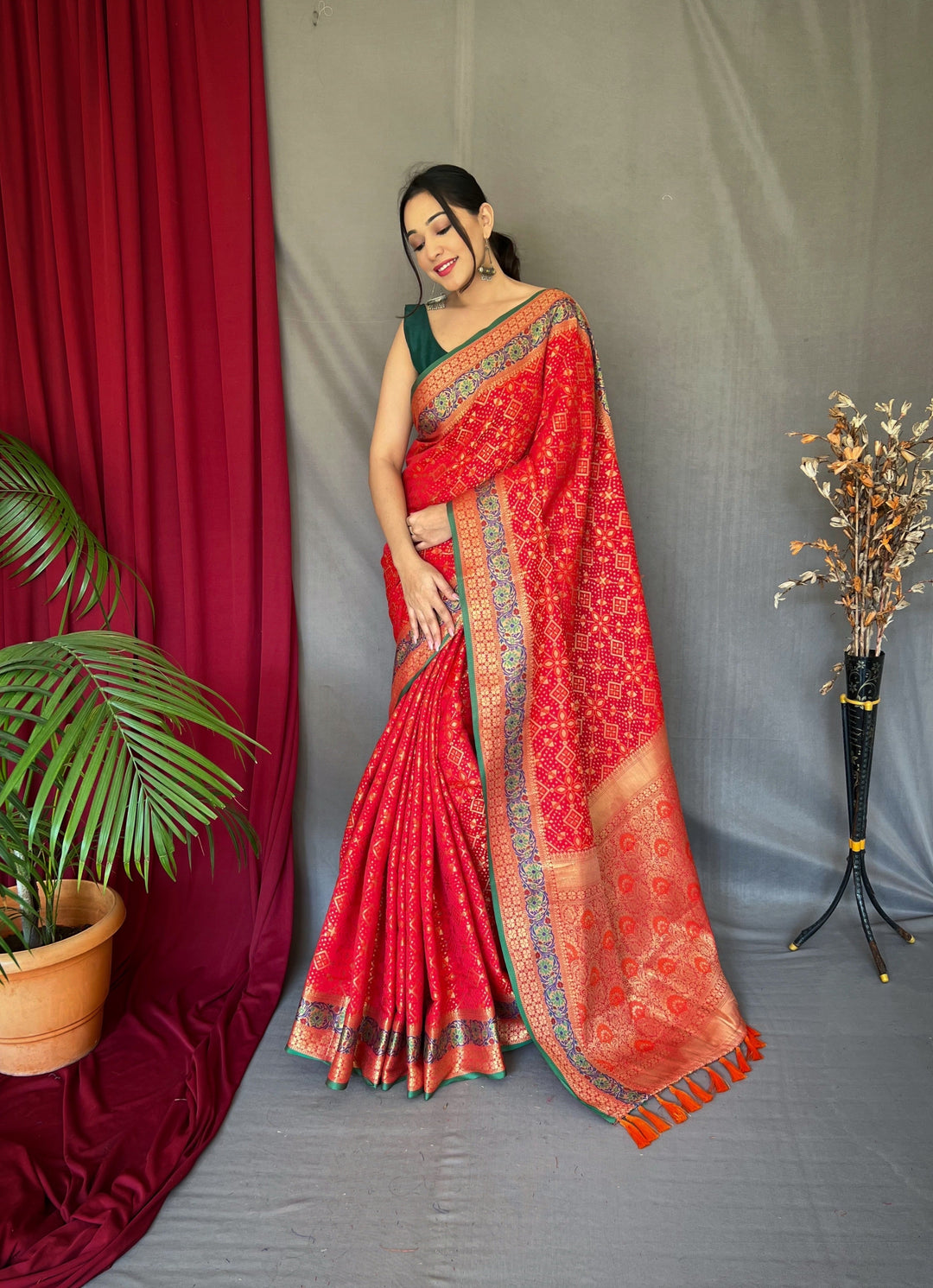 Bandhej Patola Silk Vol.2 Woven Saree Red