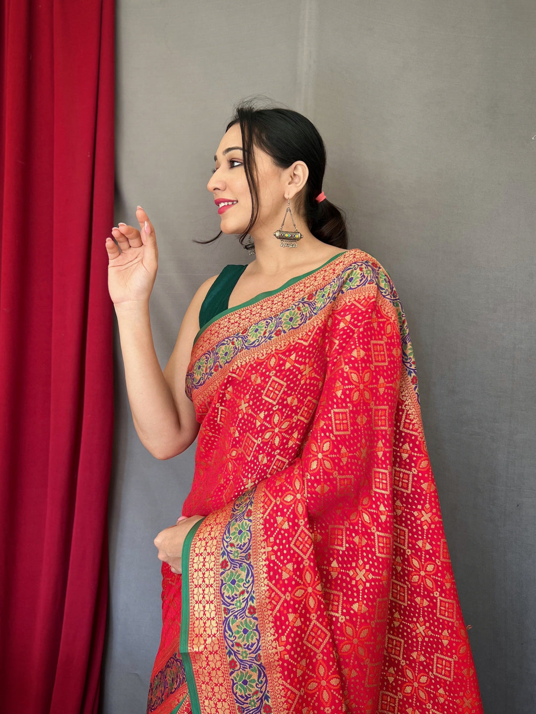 Bandhej Patola Silk Vol.2 Woven Saree Red