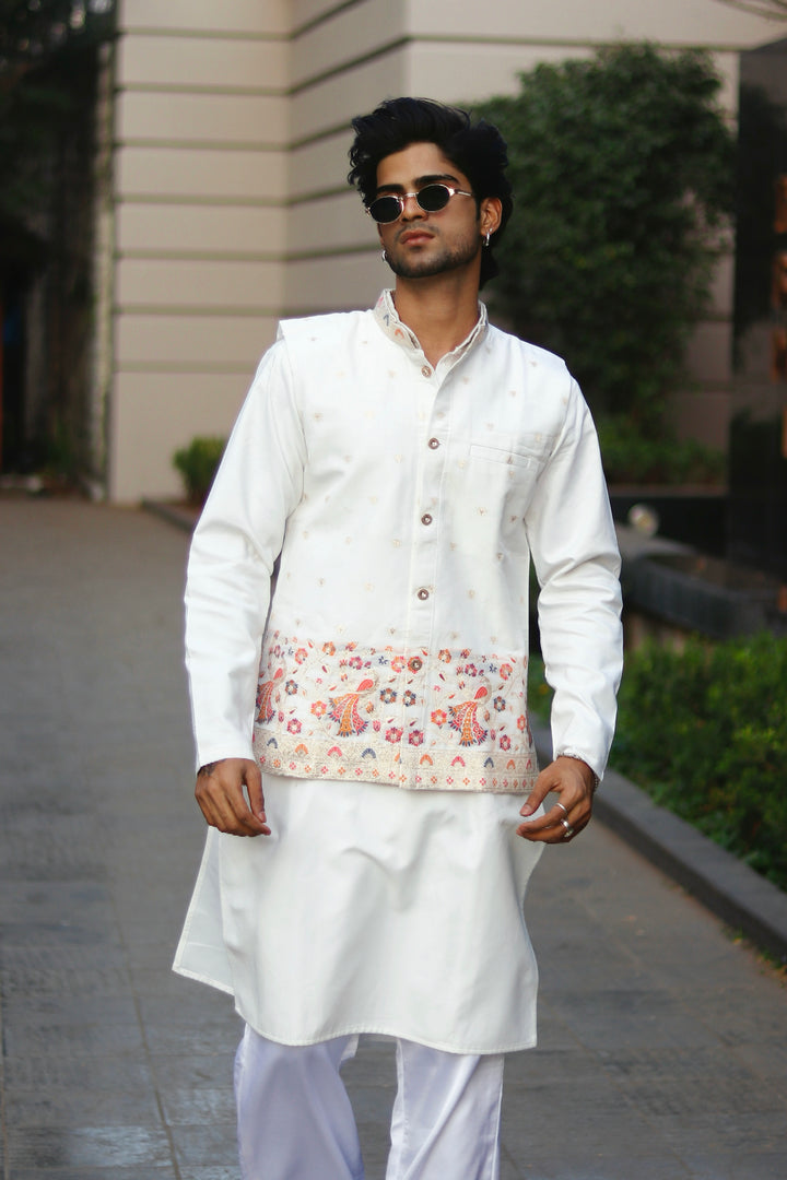 KOTI KURTA - MORKALA PATTERN JACQUARD KOTI KURTA SET