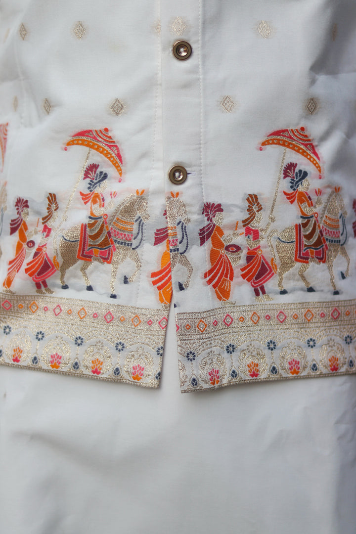 KOTI KURTA - BAARAT PATTERN JACQUARD KOTI KURTA SET