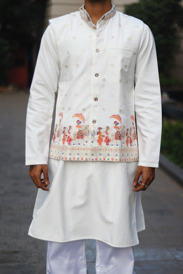 KOTI KURTA - BAARAT PATTERN JACQUARD KOTI KURTA SET