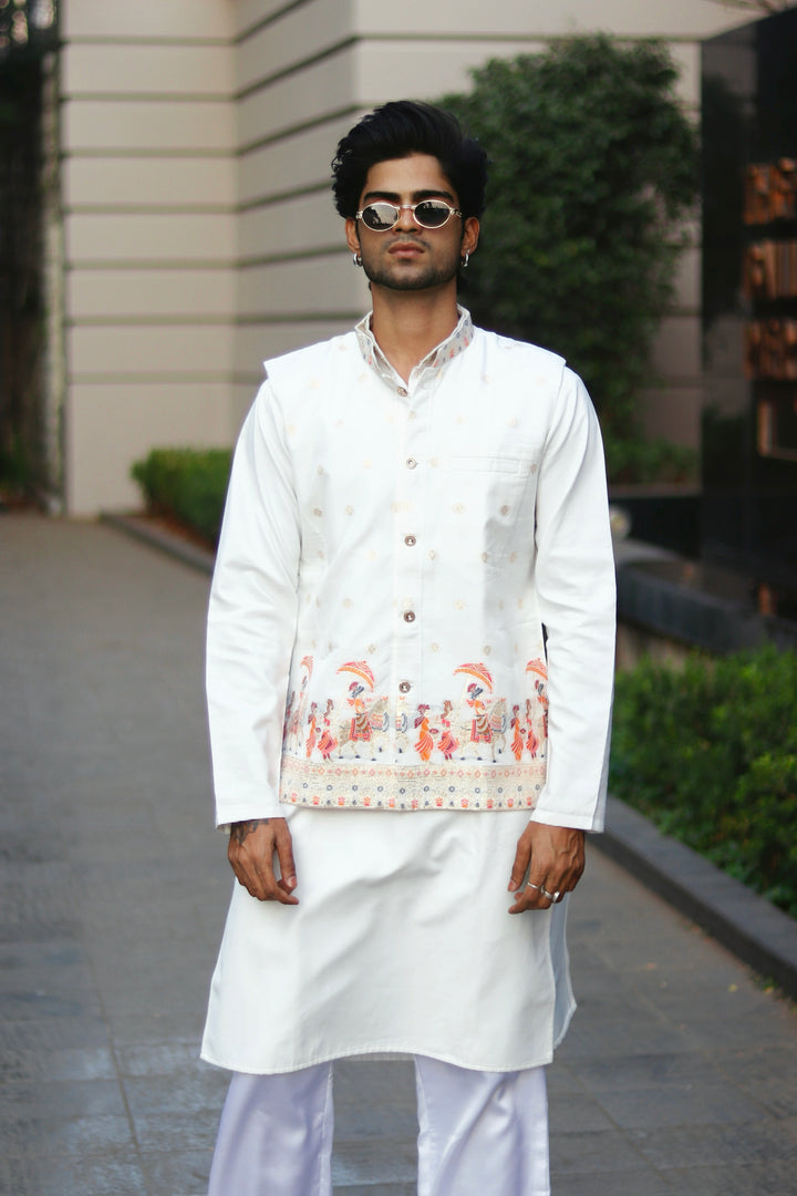 KOTI KURTA - BAARAT PATTERN JACQUARD KOTI KURTA SET