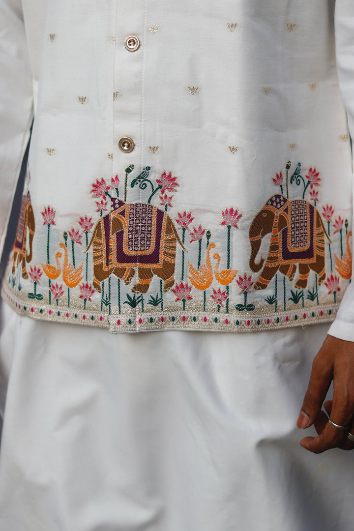 KOTI KURTA - RAJ KAMAL GAJ JACQUARD KOTI KURTA SET