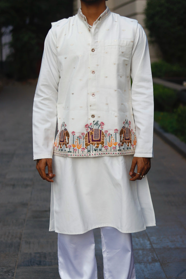KOTI KURTA - RAJ KAMAL GAJ JACQUARD KOTI KURTA SET