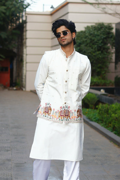 KOTI KURTA - RAJ KAMAL GAJ JACQUARD KOTI KURTA SET